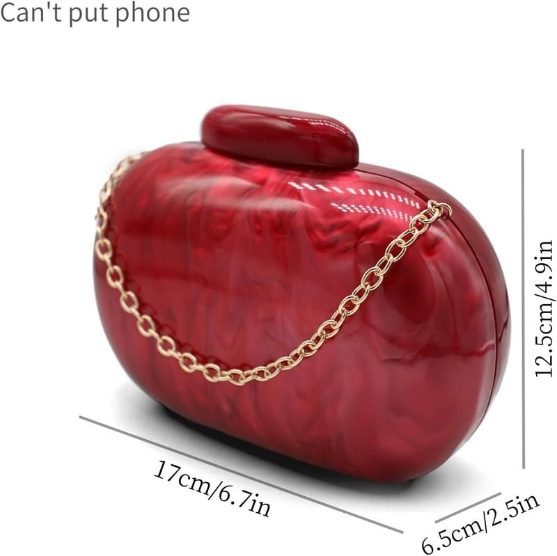 GSYPS Acrylic Evening Clutch Bag for Women Shell Shape Shoulder Crossbody Bag Glitter Marble Purse Handbag - Image 4